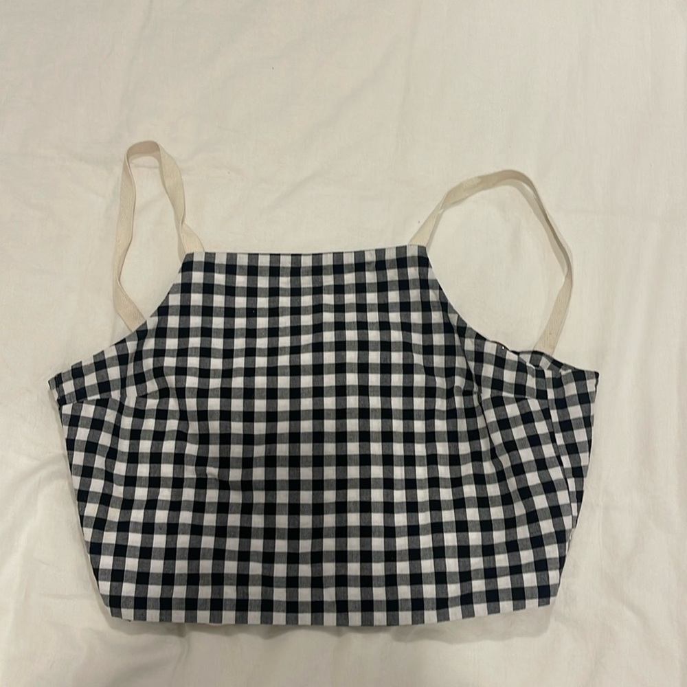 Black and white halter neck open back shirt